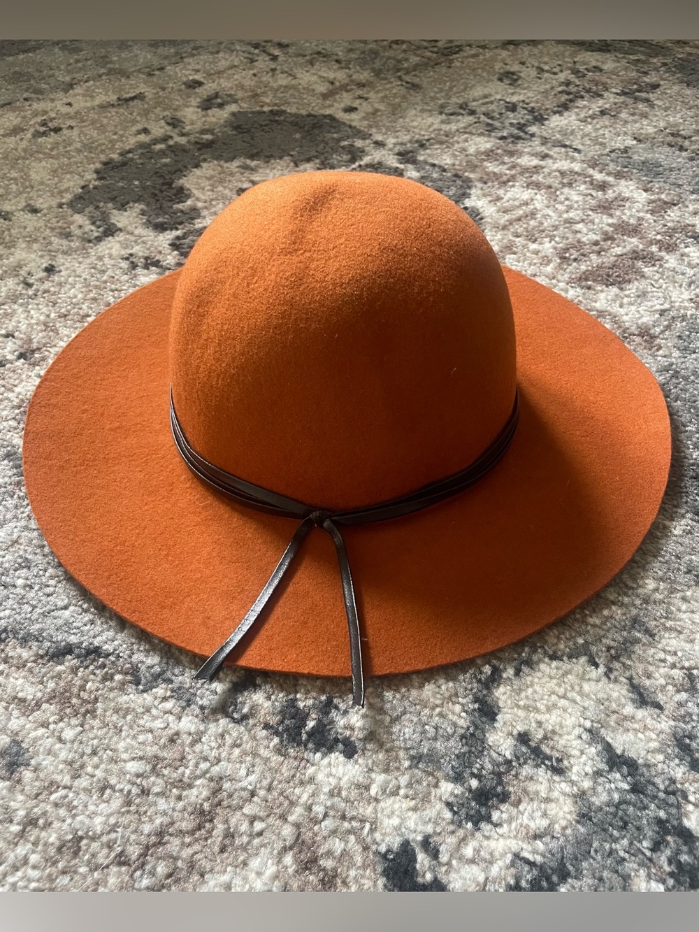 Cottage Core Women’s Wide Brim Wool Hat - Rust Orange - Picture 2 of 4